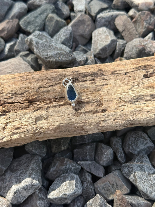 Dark Blue Sea Glass Pendant