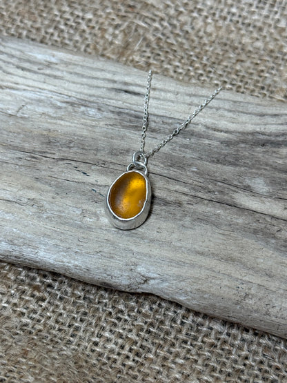 Amber Seaglass pendant