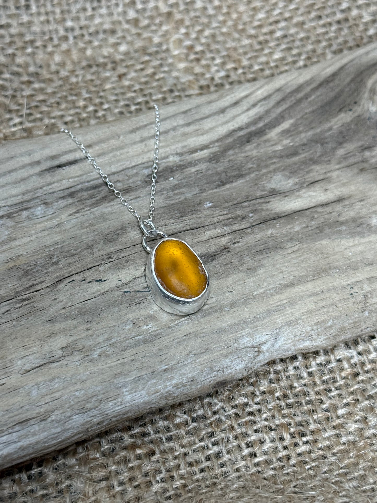Amber Seaglass pendant
