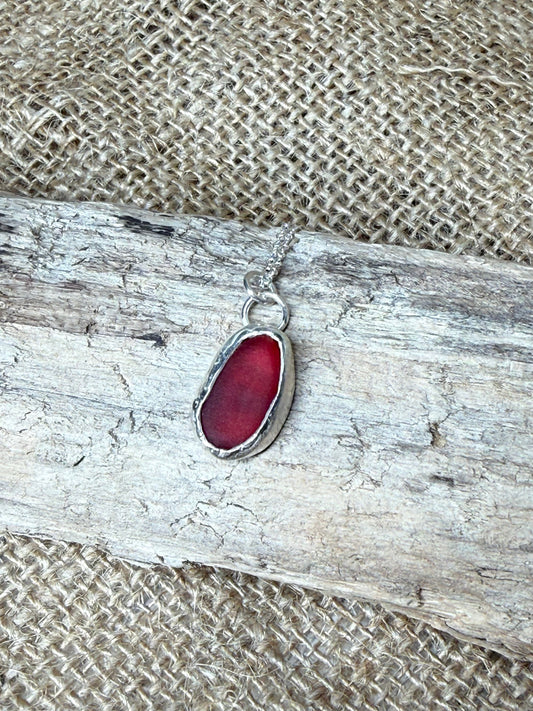 RED SEAGLASS PENDANT