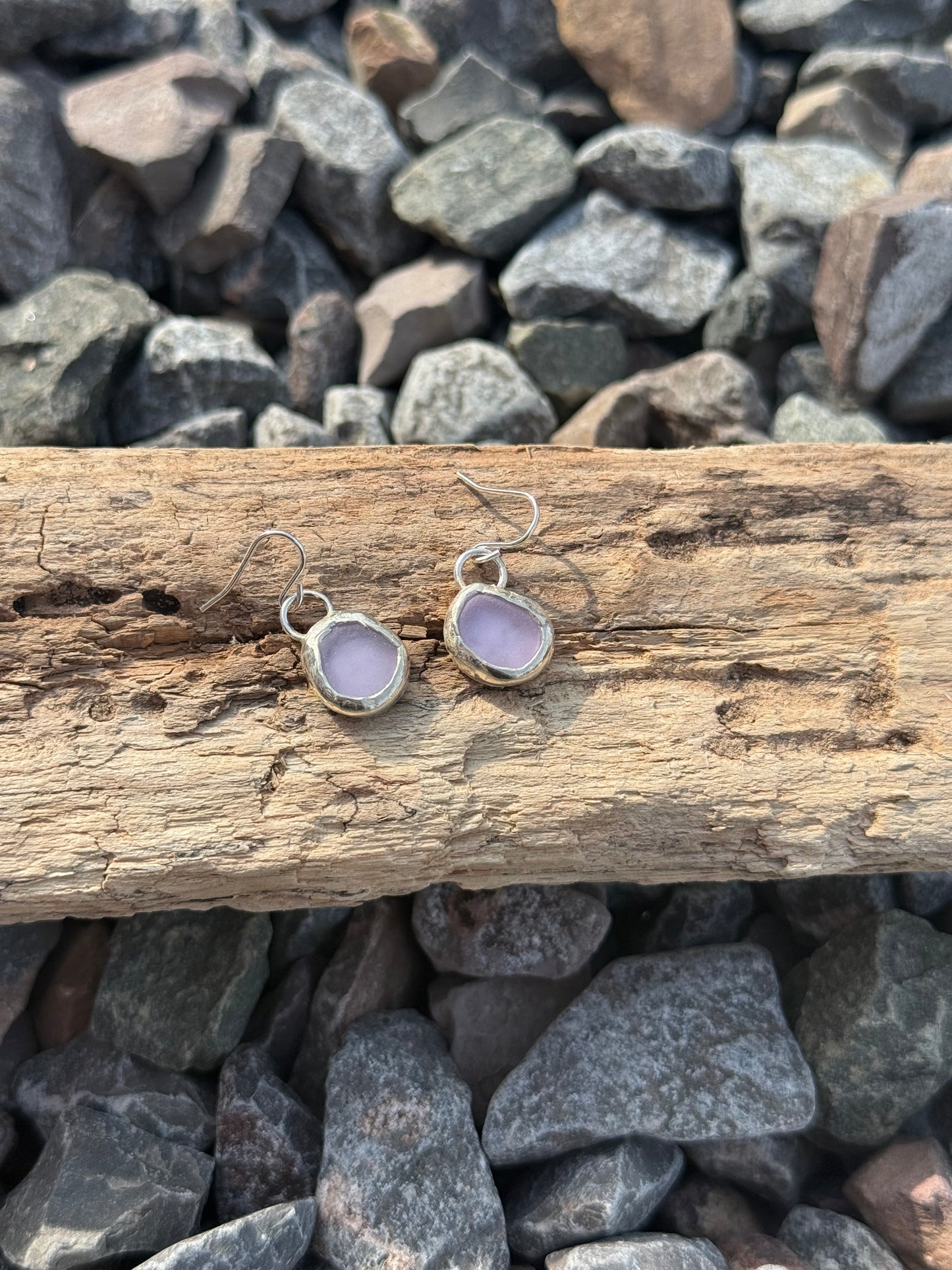 Purple Sea Glass Earrings
