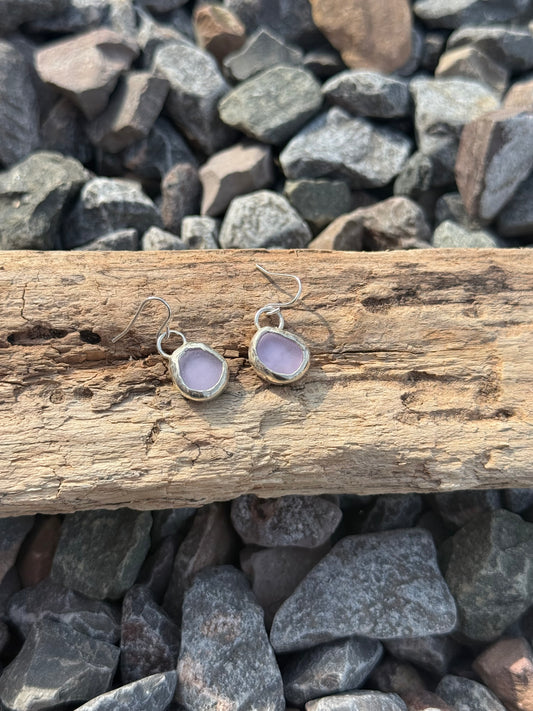 Purple Sea Glass Earrings